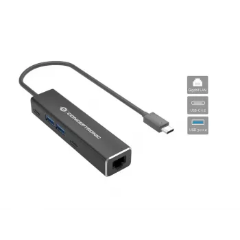 Conceptronic ABBY13B Προσαρμογέας Gigabit Ethernet USB 3.2 Gen 1 με USB hub, GbE, USB-A x 2, USB-C x 2