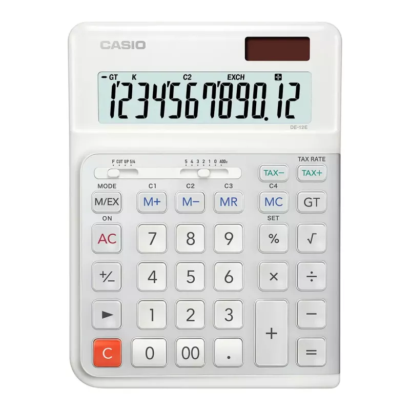 Επιτραπέζια αριθμομηχανή Casio DE-12E-WE Basic 12 ψηφία λευκό