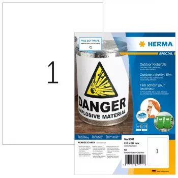 HERMA 9501 Αυτοκόλλητη ετικέτα ορθογώνια μόνιμη λευκό 50 τεμ.