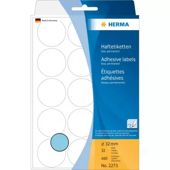 Ετικέτες πολλαπλών χρήσεων HERMA 480 τεμ. στρογγυλές μπλε 32 mm