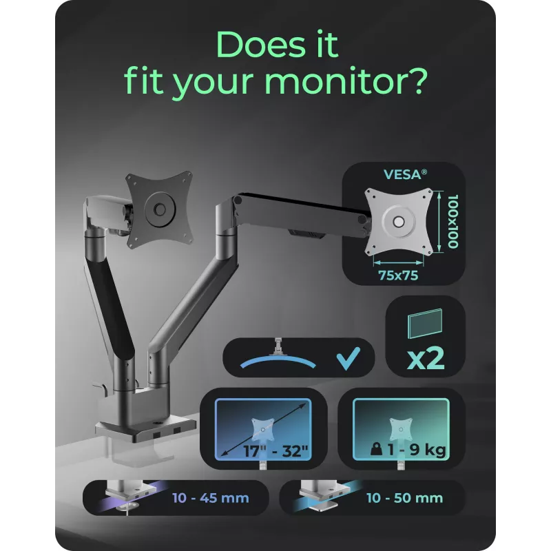 Βάση οθόνης icybox 61085 για 2 οθόνες με στήριξη γραφείου – Βάση οθόνης γραφείου με δύο βραχίονες