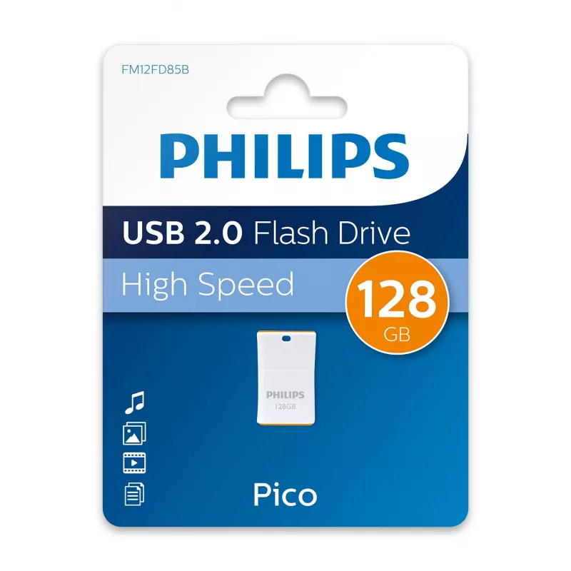 Philips Pico μονάδα flash USB 128 GB USB Type-A 2.0 Πορτοκαλί, Λευκό