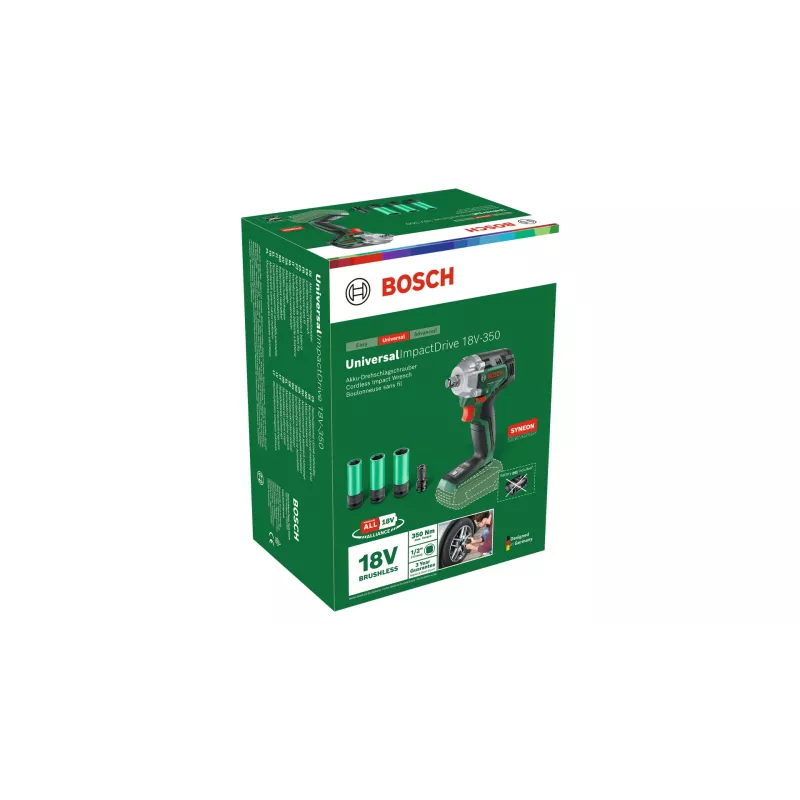 Bosch UniversalImpactDrive 18V-350 (Bare tool + Hex-Adapter + 3 καρυδάκια 17, 19, 21 mm)
