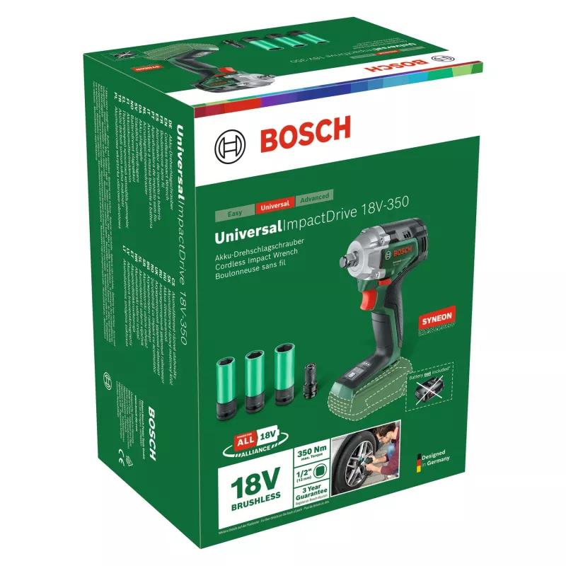Bosch UniversalImpactDrive 18V-350 (Bare tool + Hex-Adapter + 3 καρυδάκια 17, 19, 21 mm)