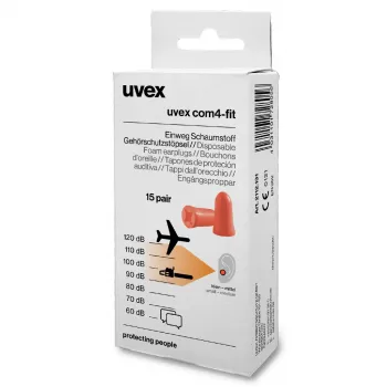 Ωτοασπίδες μίας χρήσης uvex com4-fit 33 dB, 15 ζεύγη (2112131)
