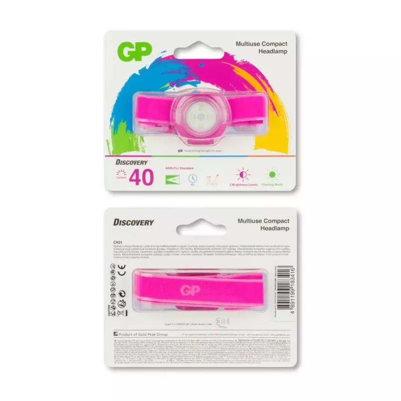 Φακός κεφαλής GP Batterien CH31002 Ροζ
