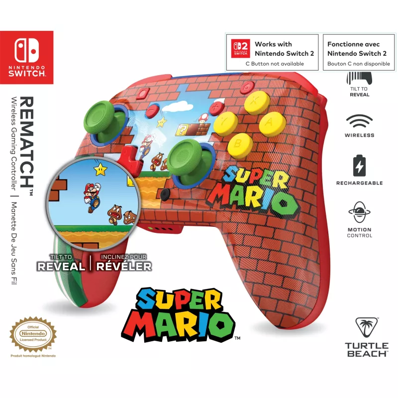 Turtle Beach Rematch ασύρματος χειριστήριο για Nintendo Switch, Mario Bricks Reveal