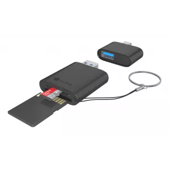 ICY BOX 2-in-1 αναγνώστης καρτών μέσω θύρας USB Type-A & USB Type-C