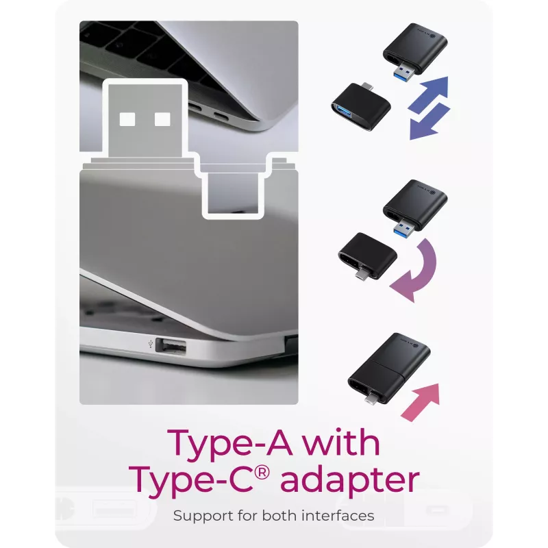 ICY BOX 2-in-1 αναγνώστης καρτών μέσω θύρας USB Type-A & USB Type-C