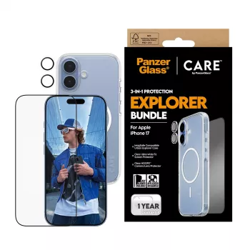 PanzerGlass CARE 3-in-1 Flagship Explorer Bundle iPhone 17 ανθεκτικό σε γρατσουνιές και κραδασμούς