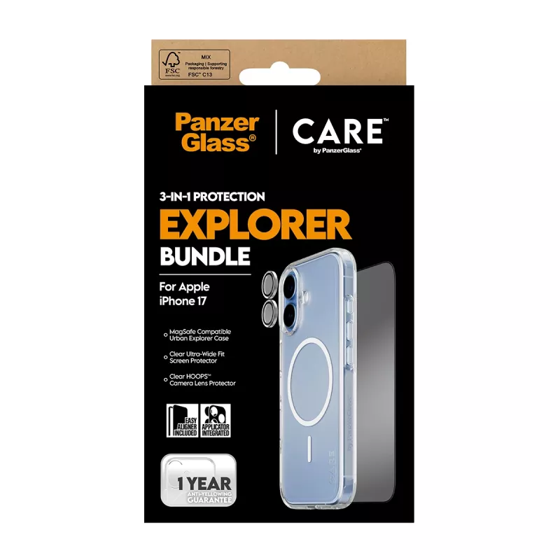 PanzerGlass CARE 3-in-1 Flagship Explorer Bundle iPhone 17 ανθεκτικό σε γρατσουνιές και κραδασμούς
