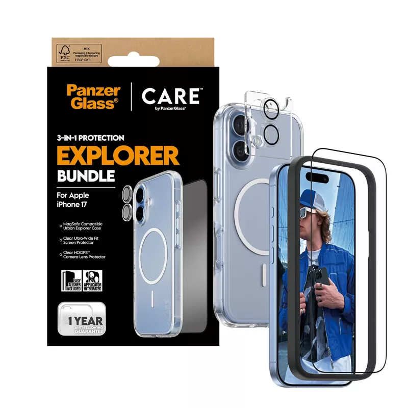 PanzerGlass CARE 3-in-1 Flagship Explorer Bundle iPhone 17 ανθεκτικό σε γρατσουνιές και κραδασμούς