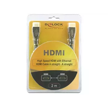 Καλώδιο HDMI DeLOCK 2m αρσενικό/αρσενικό μαύρο
