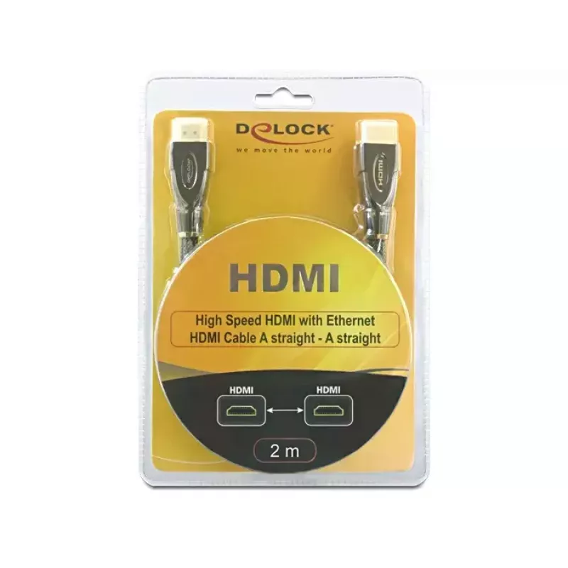 Καλώδιο HDMI DeLOCK 2m αρσενικό/αρσενικό μαύρο