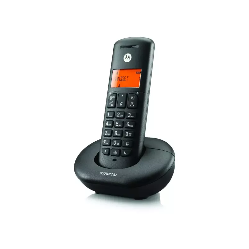 Ασύρματο τηλέφωνο DECT MOTOROLA E201 — ασύρματο ακουστικό με ανοιχτή ακρόαση, έως 50 εγγραφές