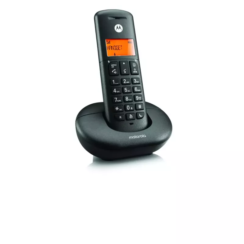 Ασύρματο τηλέφωνο DECT MOTOROLA E201 — ασύρματο ακουστικό με ανοιχτή ακρόαση, έως 50 εγγραφές