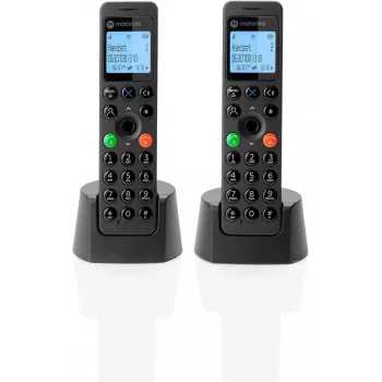Τηλέφωνο DECT Motorola DOT202 Twin ασύρματο ακουστικό αναγνώριση κλήσης Μαύρο