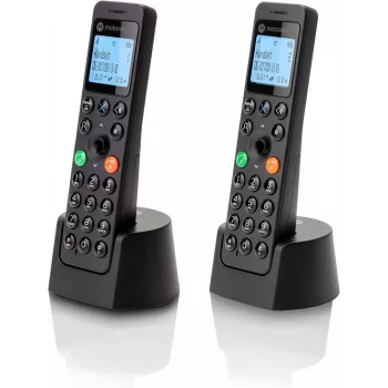 Τηλέφωνο DECT Motorola DOT202 Twin ασύρματο ακουστικό αναγνώριση κλήσης Μαύρο