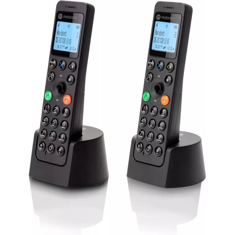 Τηλέφωνο DECT Motorola DOT202 Twin ασύρματο ακουστικό αναγνώριση κλήσης Μαύρο