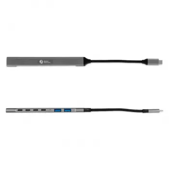 USB-C Hub 7-in-1 BakkerElkhuizen BNECHUB3A4C — 7 θύρες (USB 3.2 Gen1 A, USB 3.2 Gen1 C, USB 2.0), θήκη αλουμινίου, γκρι/μαύρο