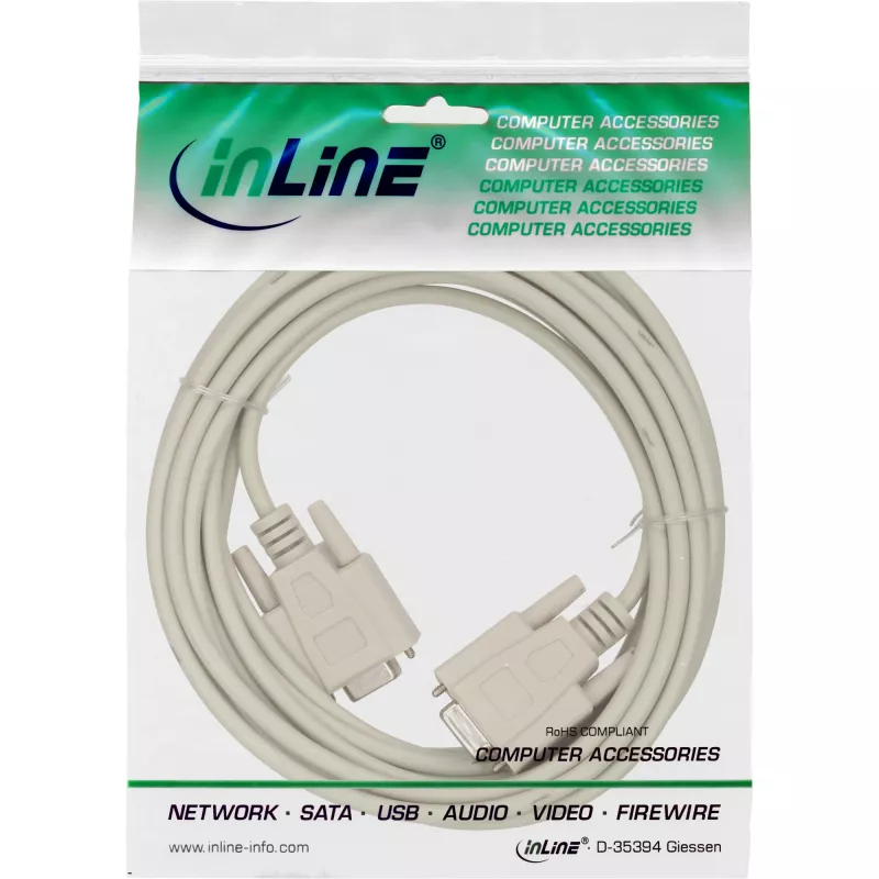 InLine καλώδιο null modem DB9 υποδοχή / υποδοχή, χυτό, 2m