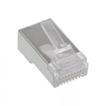 Βύσμα 8P8C RJ45 αρσενικό θωρακισμένο για στρογγυλό καλώδιο, InLine, συσκευασία 10 τεμ., ασημί