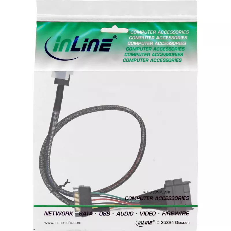 InLine Καλώδιο σύνδεσης U.2, SSD με U.2 (SFF-8639) σε SFF-8643 + τροφοδοσία, 0,75 m
