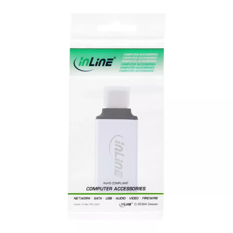 InLine USB 3.2 Gen.2 Adapter, USB-C αρσενικό σε USB-A θηλυκή, ασημί