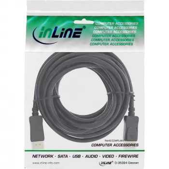 InLine Καλώδιο DisplayPort 1.4 ενεργό, 8K4K, μαύρο, χρυσό, 10 m
