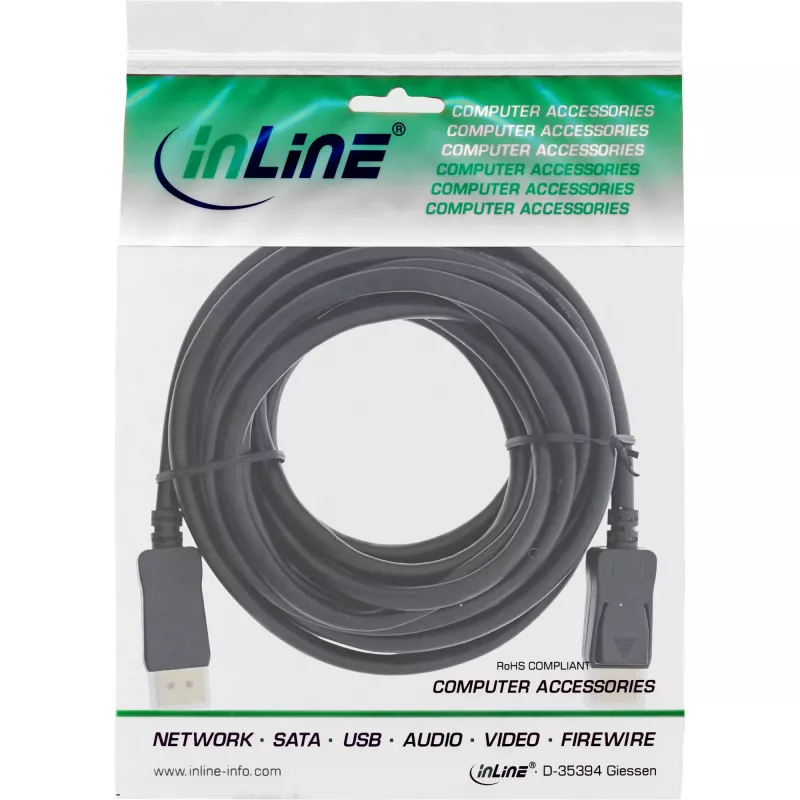 InLine Καλώδιο DisplayPort 1.4 ενεργό, 8K4K, μαύρο, χρυσό, 10 m