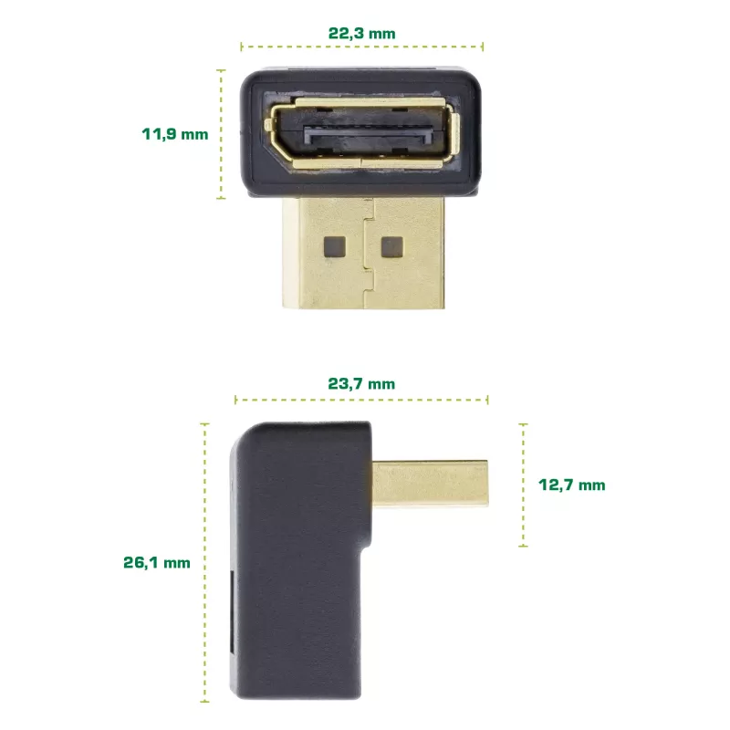 InLine Προσαρμογέας DisplayPort, αρσενικό / θηλυκή γωνιακός προς τα κάτω