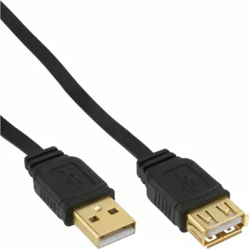 InLine Επίπεδο καλώδιο USB 2.0 Type-A αρσενικό / θηλυκή επιχρυσωμένο μαύρο 5m