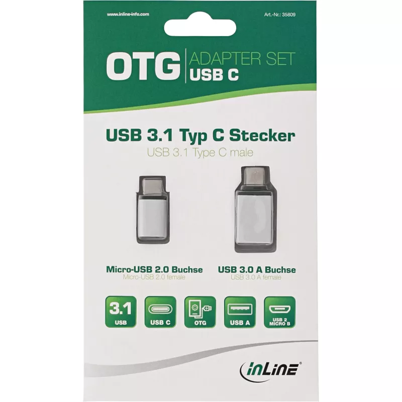 Σετ προσαρμογέων USB-C InLine 35809 USB-C αρσενικό σε Micro-USB θηλυκή USB3.0 A θηλυκή