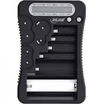 InLine 01285 tester μπαταριών με οθόνη LCD για στρογγυλές και κουμπωτές μπαταρίες