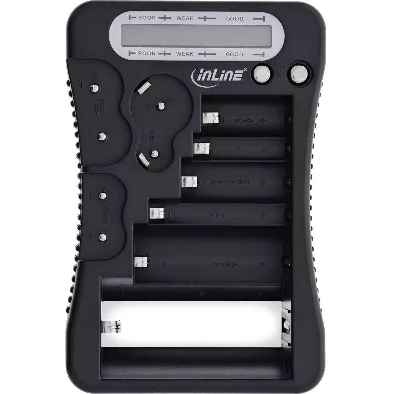 InLine 01285 tester μπαταριών με οθόνη LCD για στρογγυλές και κουμπωτές μπαταρίες