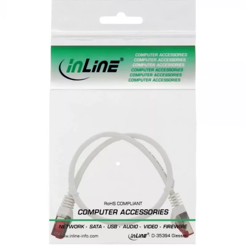 Καλώδιο δικτύου InLine S/FTP PiMF Cat.6 250MHz χαλκός χωρίς αλογόνα λευκό 0,5m