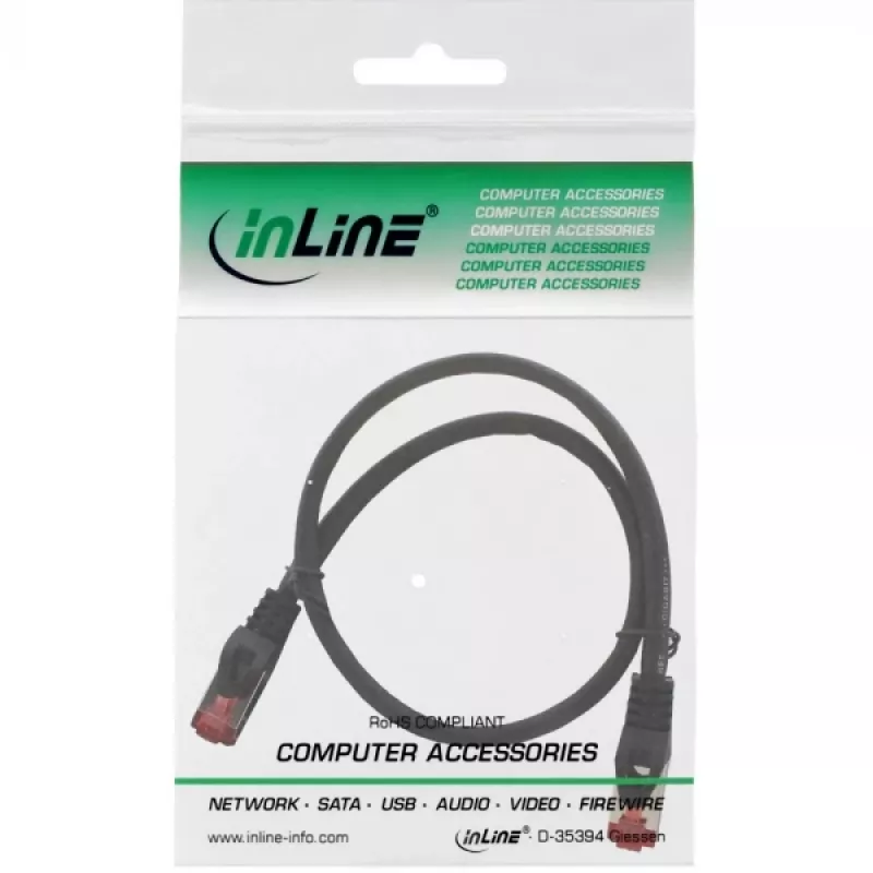 Καλώδιο δικτύου InLine S/FTP PiMF Cat.6 250MHz χαλκός χωρίς αλογόνα μαύρο 0,5m