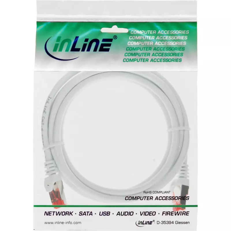 Καλώδιο δικτύου InLine S/FTP PiMF Cat.6 250MHz χαλκός χωρίς αλογόνα λευκό 1,5m