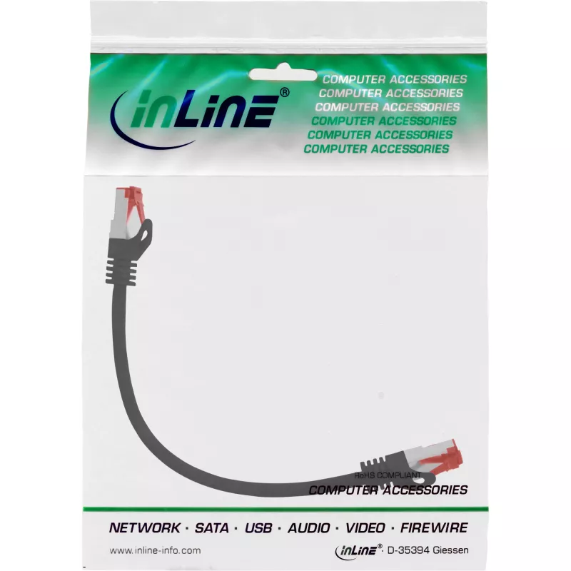 Καλώδιο δικτύου InLine S/FTP PiMF Cat.6 250MHz χαλκός χωρίς αλογόνα μαύρο 0,3m