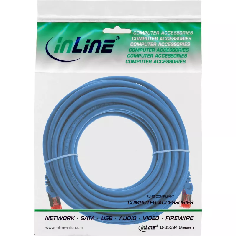 Καλώδιο δικτύου InLine S/FTP PiMF Cat.6 250MHz χαλκός χωρίς αλογόνα μπλε 7,5m
