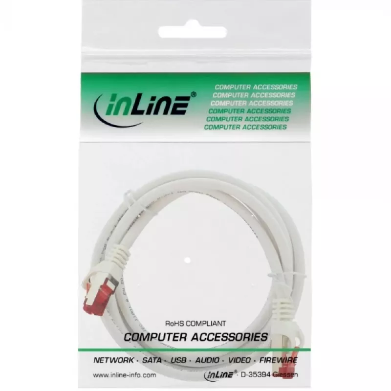 InLine Καλώδιο Patch S/FTP PiMF Cat.6 250MHz Χαλκός χωρίς αλογόνα λευκό 3m