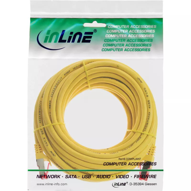 InLine Καλώδιο Patch S/FTP PiMF Cat.6 250MHz Χαλκός χωρίς αλογόνα κίτρινο 10m