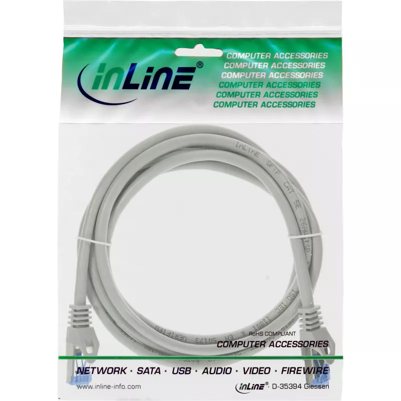 InLine Patchkabel, Cat.6A, S/FTP, TPE εύκαμπτο, γκρι, 2m