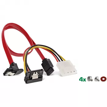 Σετ βάσης στήριξης HDD/SSD InLine με καλώδιο SATA και τροφοδοσίας, γωνιακό, με βίδες