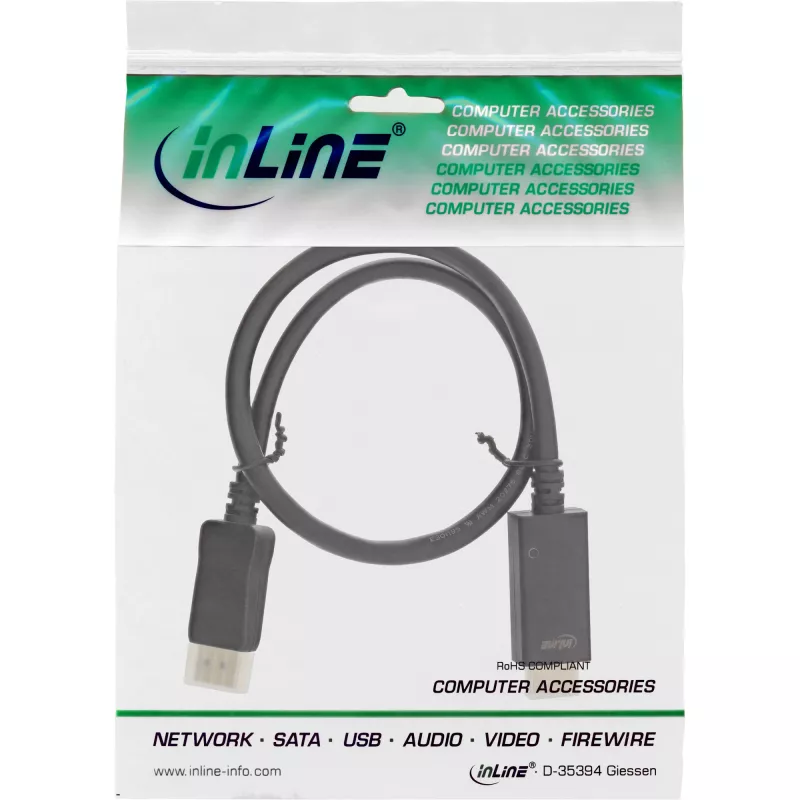 Καλώδιο μετατροπέα DisplayPort σε HDMI InLine 17186I 0,5 m 4K/60Hz μαύρο