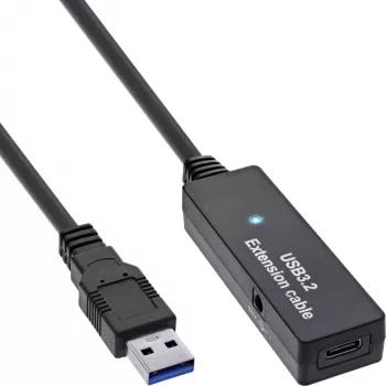Ενεργή προέκταση InLine USB 3.2 Gen.1, βύσμα USB-A αρσενικό σε υποδοχή USB-C θηλυκή, 5m