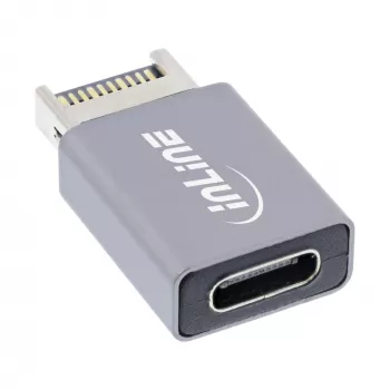 Προσαρμογέας InLine USB 3.2, εσωτερικό βύσμα μπροστινού πάνελ USB-E αρσενικό σε υποδοχή USB-C θηλυκή