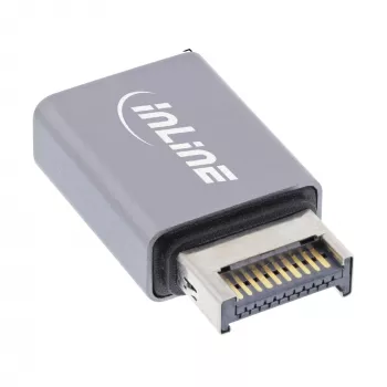 Προσαρμογέας InLine USB 3.2, εσωτερικό βύσμα μπροστινού πάνελ USB-E αρσενικό σε υποδοχή USB-C θηλυκή