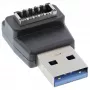 Προσαρμογέας InLine USB 3.2, βύσμα USB-A αρσενικό σε εσωτερική υποδοχή μπροστινού πάνελ USB-E θηλυκή