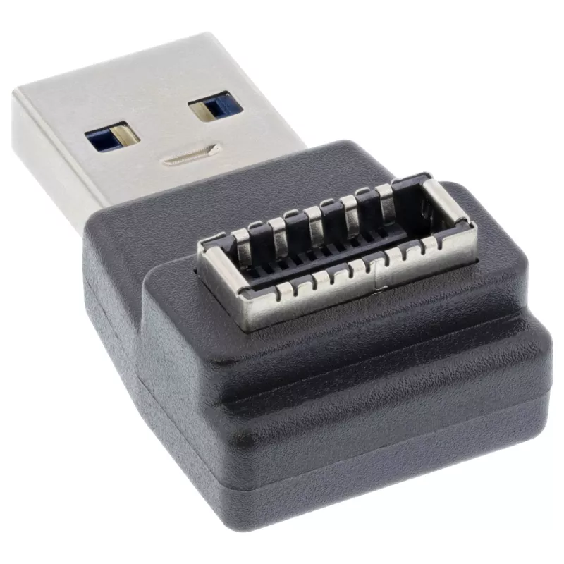 Προσαρμογέας InLine USB 3.2, βύσμα USB-A αρσενικό σε εσωτερική υποδοχή μπροστινού πάνελ USB-E θηλυκή